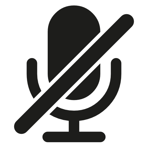 Microphone with slash interface symbol for mute audio