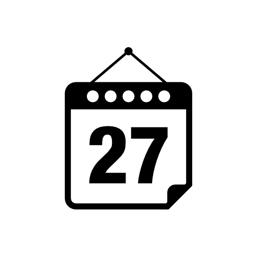 Calendar page of day 27 interface symbol