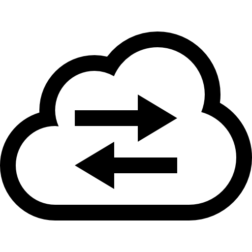 Cloud connection symbol with two arrows to opposite directions