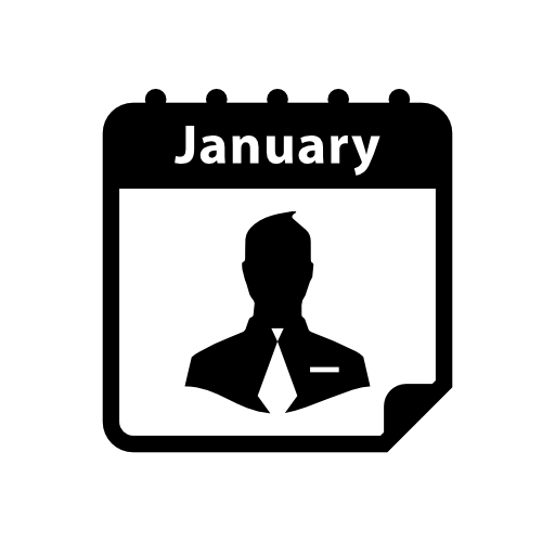 Businessman symbol on January calendar page
