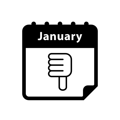 Thumb down on January calendar page
