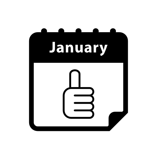 Thumb up sign on daily January calendar interface symbol