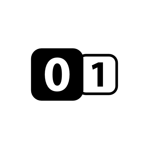 Zero to one binary interface symbol with two numbers in rounded squares