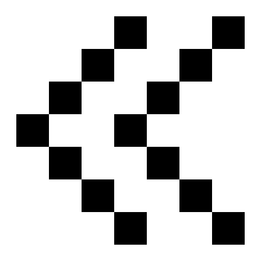 Arrow of small pixels or squares and double line pointing to left direction