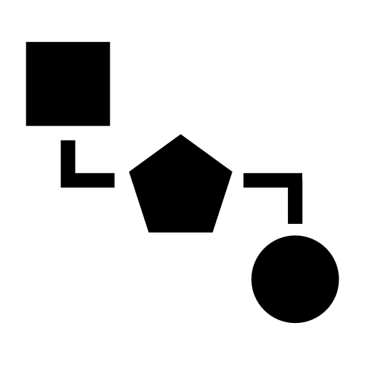 Blocks scheme of three black geometric shapes