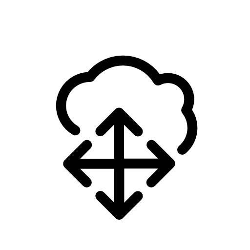 Arrows group pointing four directions on cloud
