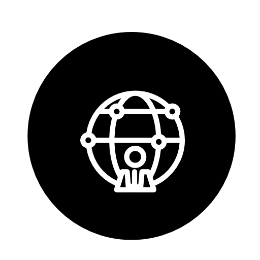 World person outline symbol in a circle