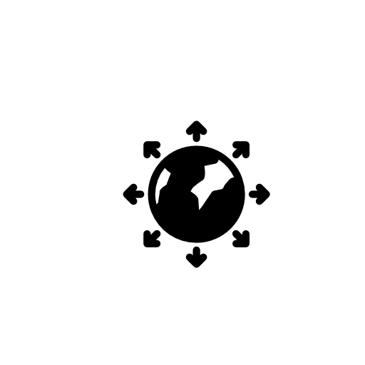 World surrounded by arrows in all directions