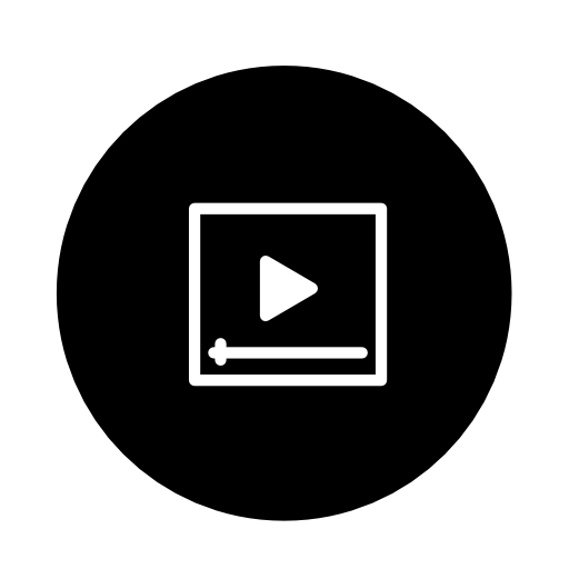 Video player outline interface symbol inside a circle
