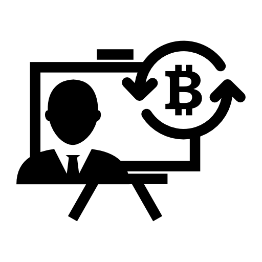 Bitcoin presentation with circular arrows symbol