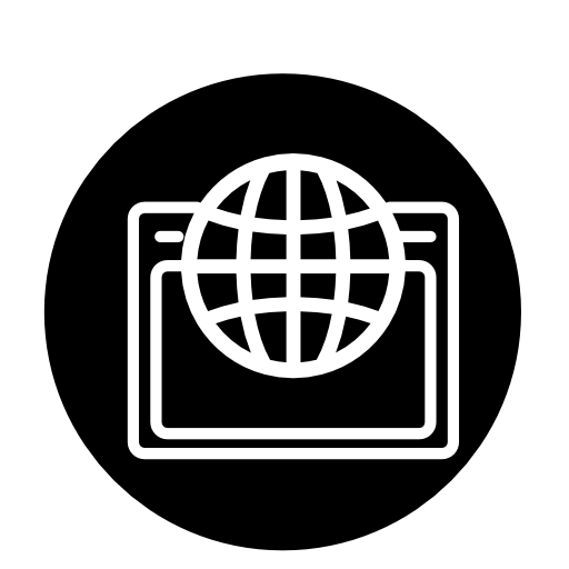 World grid with open browser in a circle