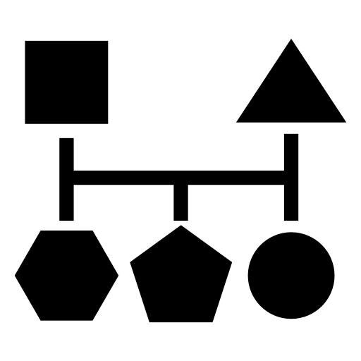 Blocks scheme of five geometric basic black shapes