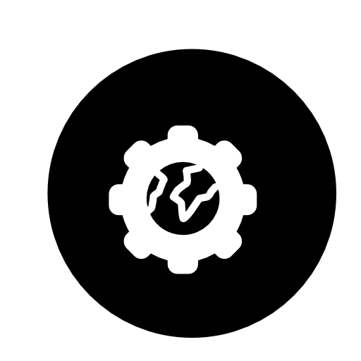 World settings symbol in a circle