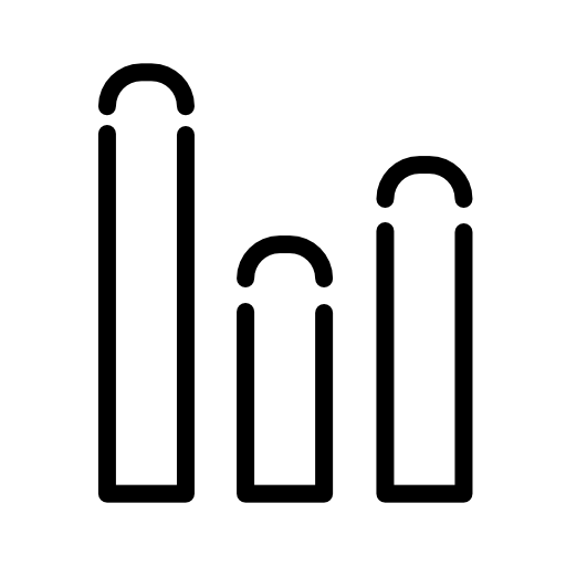 Three white bars of different sizes outlines