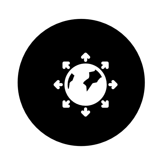 World surrounded by arrows in all directions