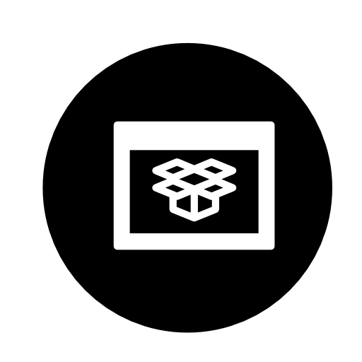 Dropbox in browser window circular symbol