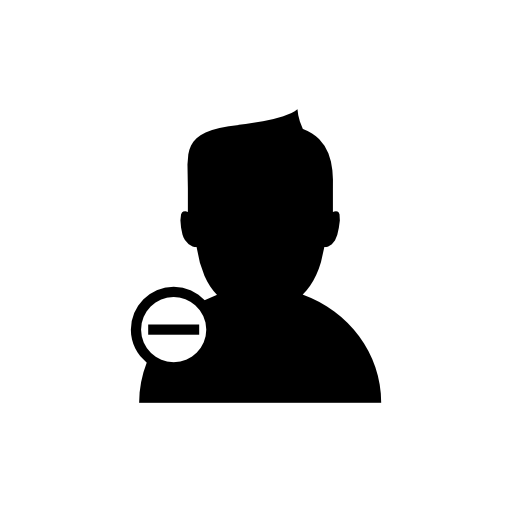 Man close up dark silhouette with minus symbol