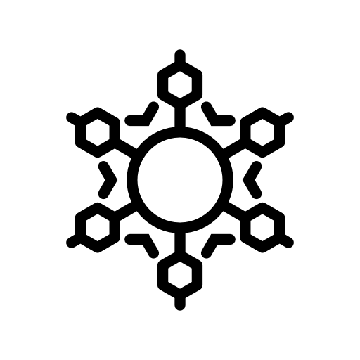 Snowflake with circle center and hexagon outline points