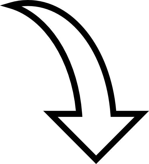 Curve arrow down outline