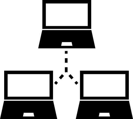 Three computers educational network symbol
