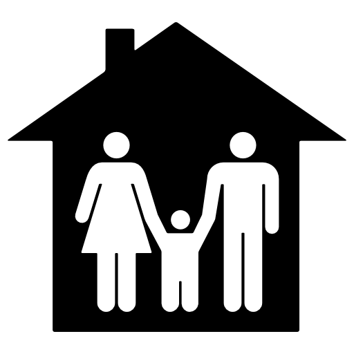 Family of three in home