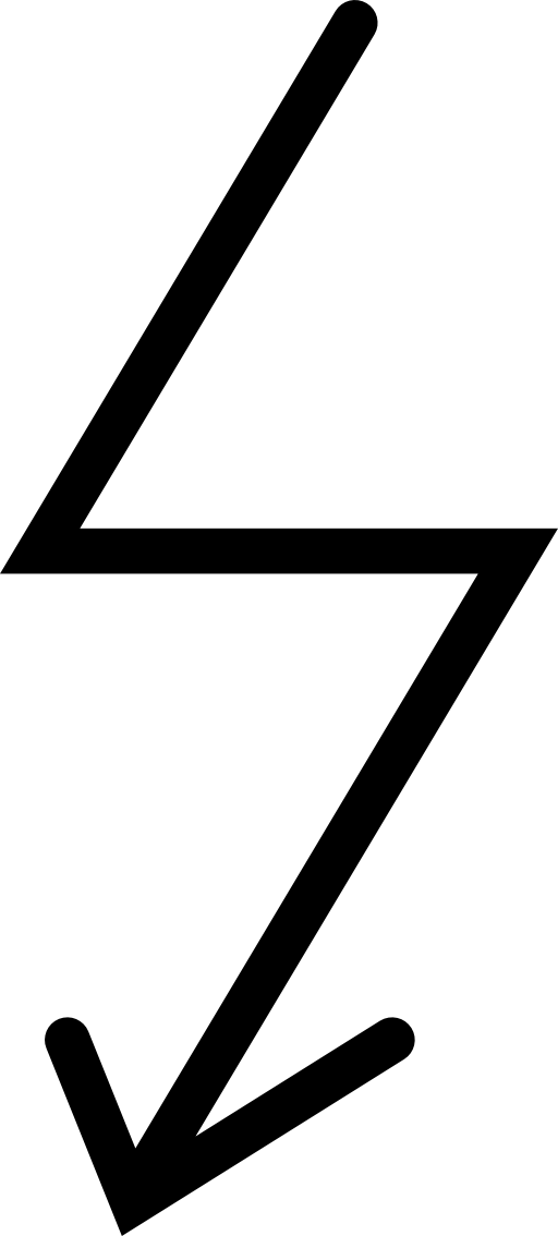 Arrow line of bolt shape pointing down