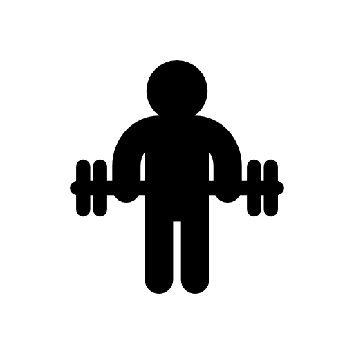 Gymnast silhouette standing with dumbbells