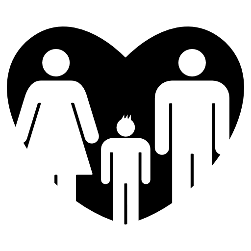 Father and mother with their son in a heart symbol of familiar love