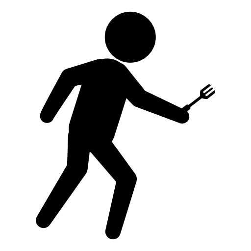 Criminal walking silhouette with an arm in his hand