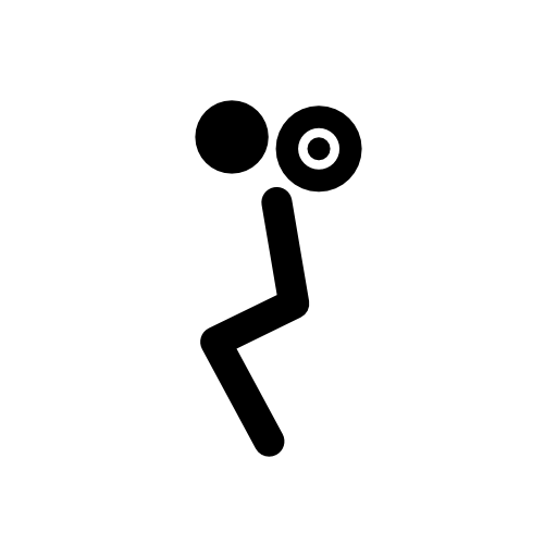 Gymnast stick man variant carrying dumbbell side view
