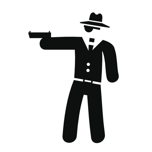 Gangster pointing with a gun