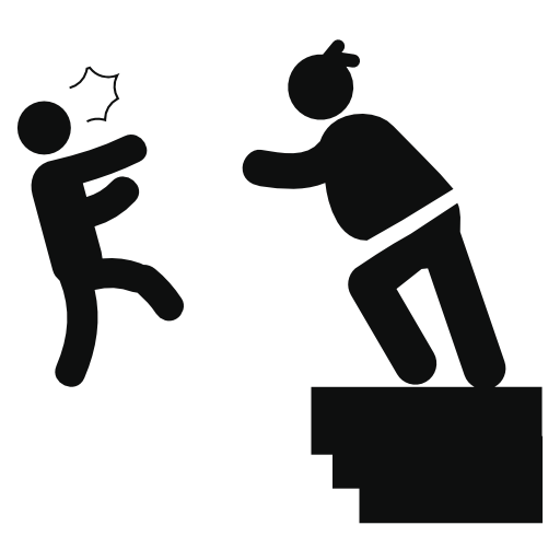 Woman throwing a man from a construction border