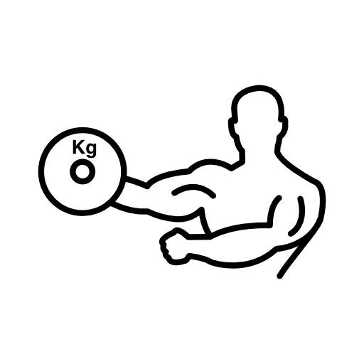 Bodybuilder carrying weight on one hand outline