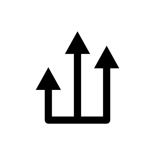 Three ascending arrows from one line