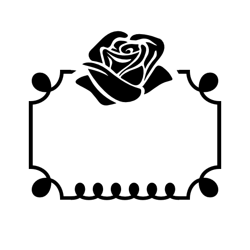 Rose flower ornament on top of a frame