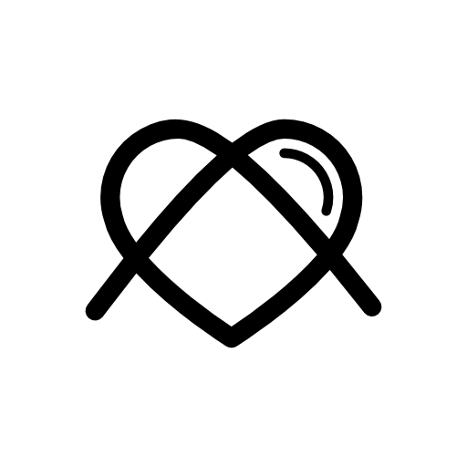 Heart shaped outline with cross lines