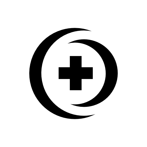 Hospital cross in 3d circle