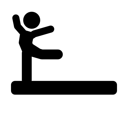Individual gym practice black silhouette posture of a gymnast with raised arms and one leg back