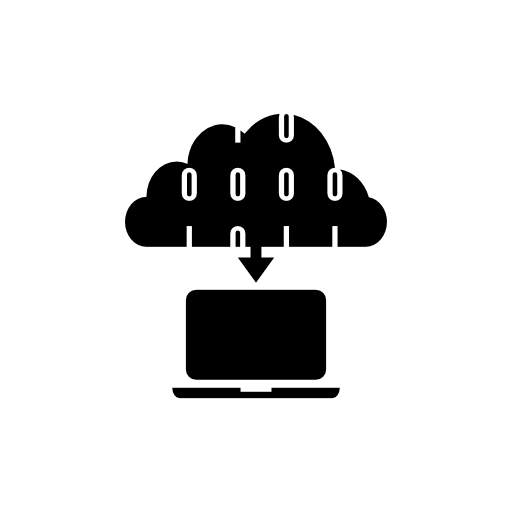 Laptop connected and downloading from the cloud