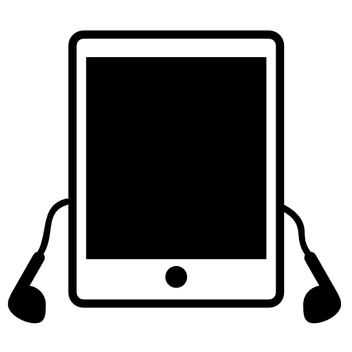 IPad tablet with earphones