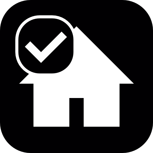 House on square background with check mark