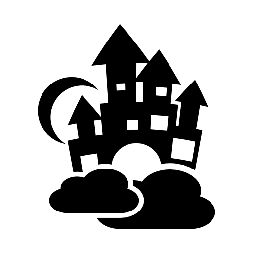 Sky castle with cloud and moon