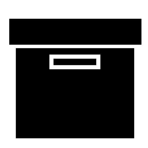 Box black shape side view, IOS 7 symbol