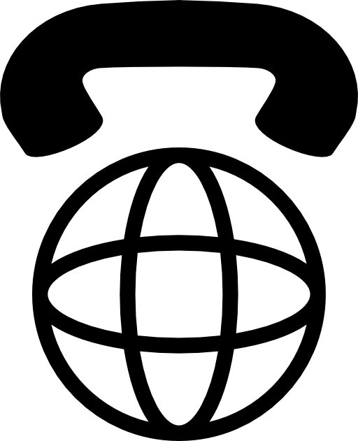 Telephone auricular, world sphere, international symbol