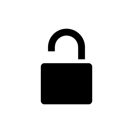 Padlock black opened tool shape for unlock interface symbol