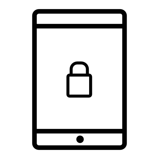 Tablet locked, security, IOS 7 interface symbol