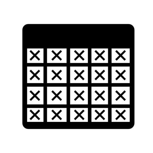 Table grid completely selected with crosses