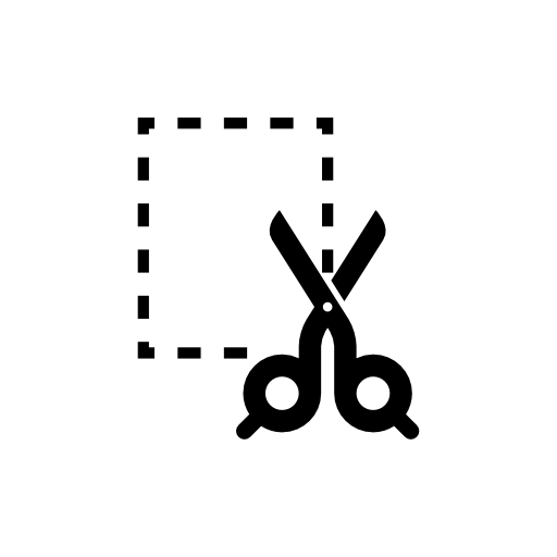 Scissors cutting a rectangular shape of broken line