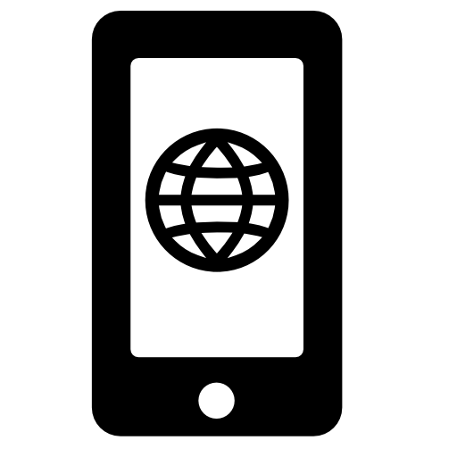 World grid symbol on phone screen