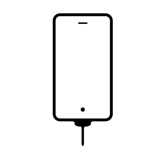 Phone back connected by cable to electricity or to a computer